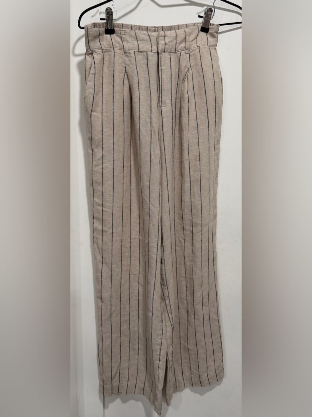 a new day Beige Pinstripe Linen-Blend Chinos